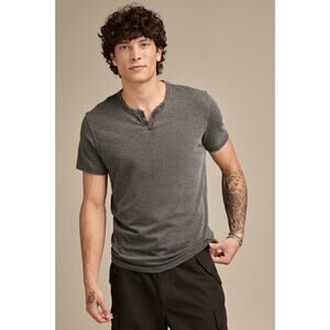 NWT Lucky Brand Venice Burnout Notch Neck Tee in Jet Black size XXL